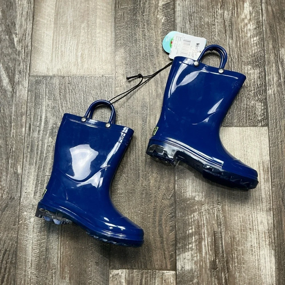 Western Chief Navy Blue Gloss Rain Boots with Handles Size 9/10